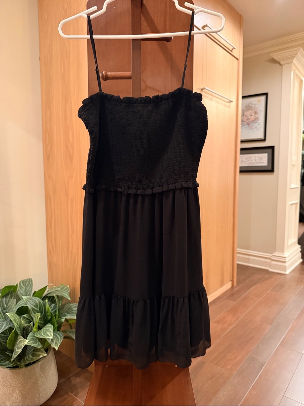 Wilfred Black Smocked Ruffle Neck Top